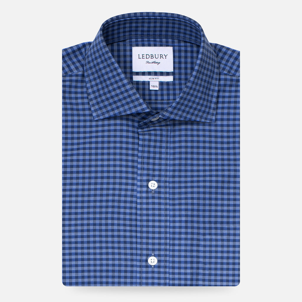 The Dark Blue Fairlee Gingham Dress Shirt Dress Shirt- Ledbury