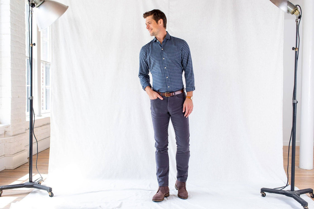 The Aegean Blue Delham Brushed Gingham Casual Shirt Casual Shirt- Ledbury