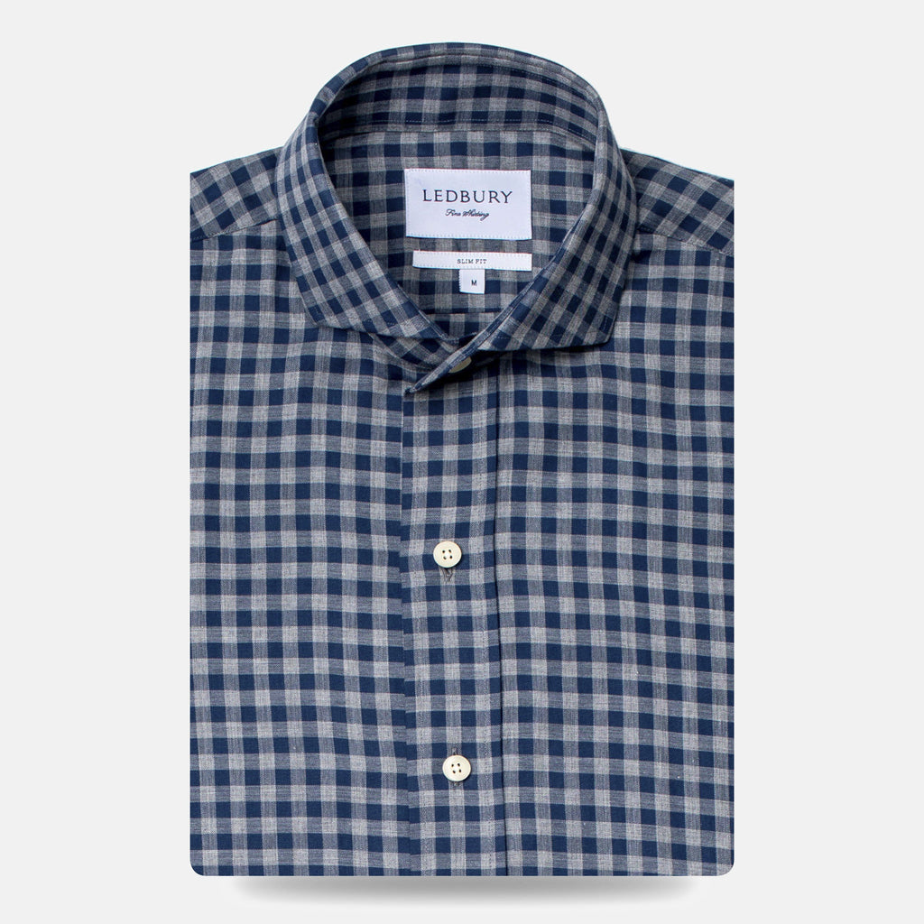 The Aegean Blue Delham Brushed Gingham Casual Shirt Casual Shirt- Ledbury