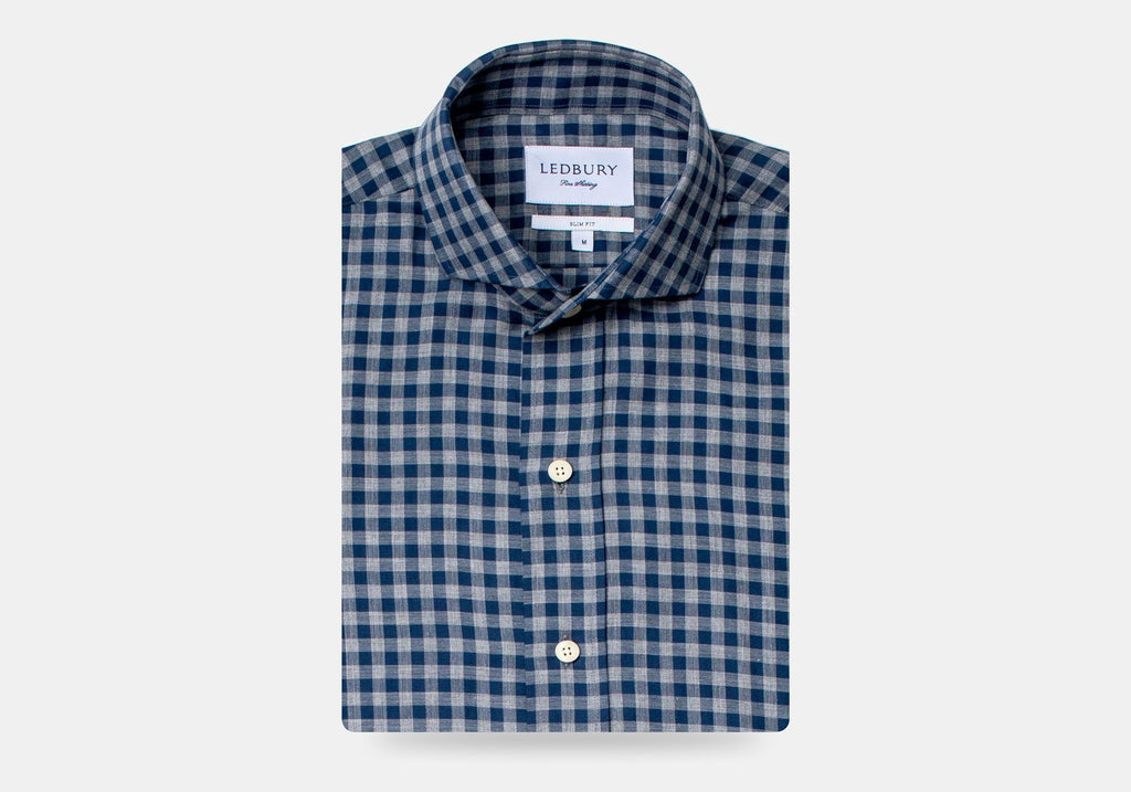 The Aegean Blue Delham Brushed Gingham Casual Shirt Casual Shirt- Ledbury