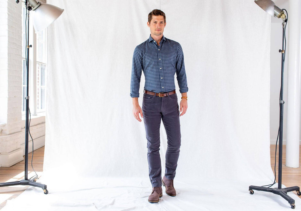 The Aegean Blue Delham Brushed Gingham Casual Shirt Casual Shirt- Ledbury