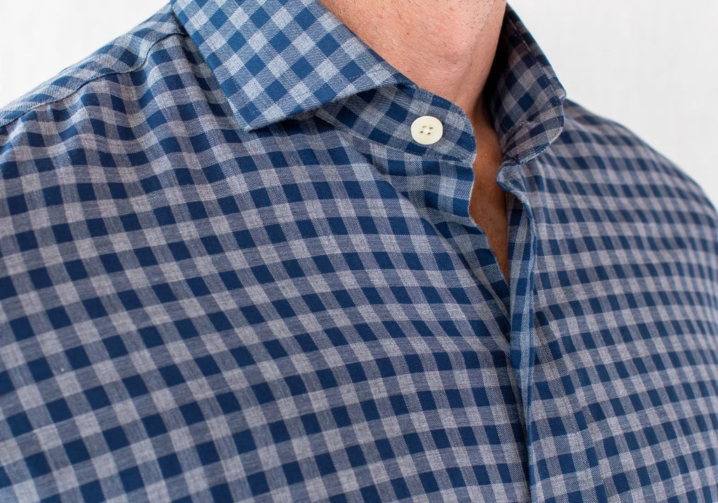 The Aegean Blue Delham Brushed Gingham Casual Shirt Casual Shirt- Ledbury
