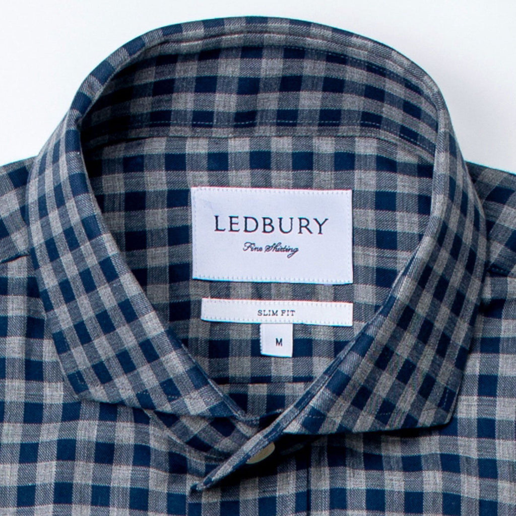 The Aegean Blue Delham Brushed Gingham Casual Shirt Casual Shirt- Ledbury
