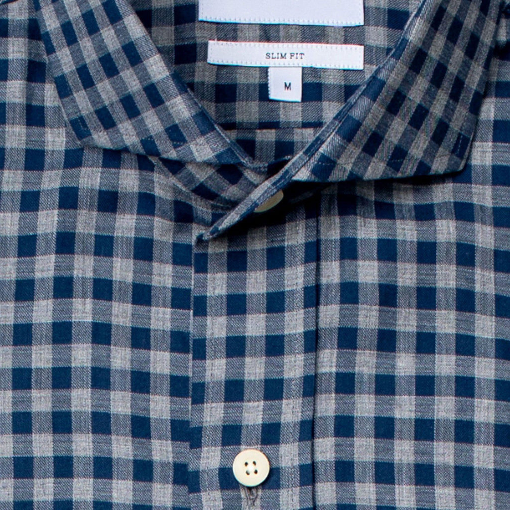 The Aegean Blue Delham Brushed Gingham Casual Shirt Casual Shirt- Ledbury