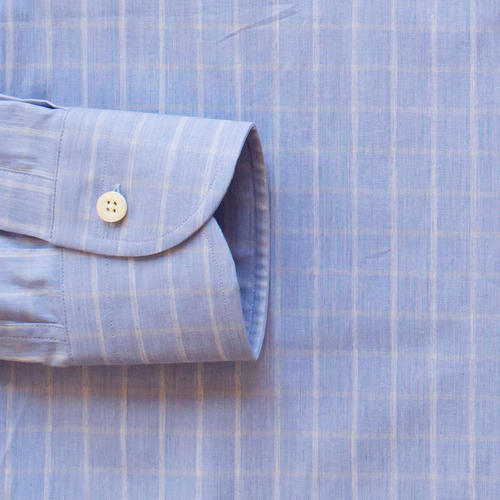 The Blue Woodward Windowpane Dress Shirt Dress Shirt- Ledbury