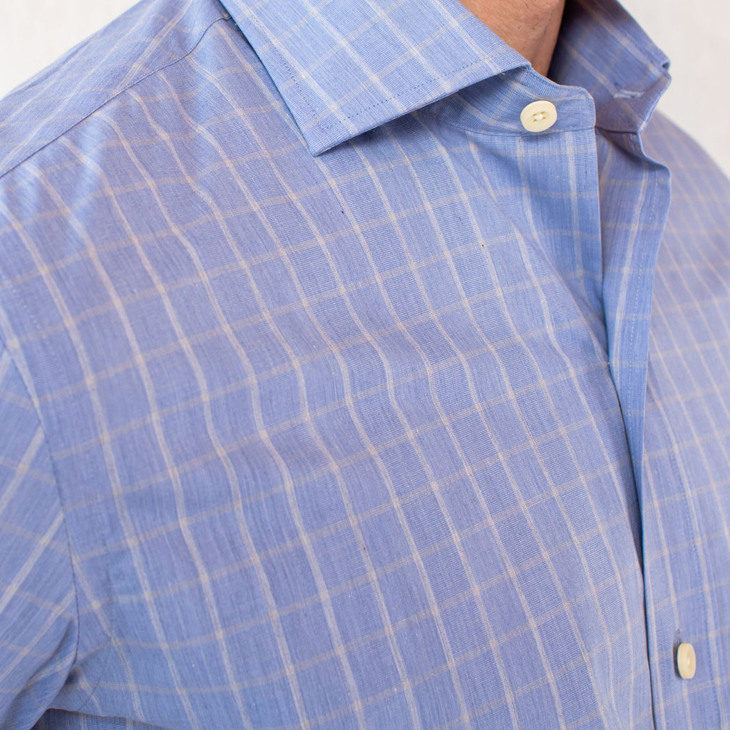 The Blue Woodward Windowpane Dress Shirt Dress Shirt- Ledbury