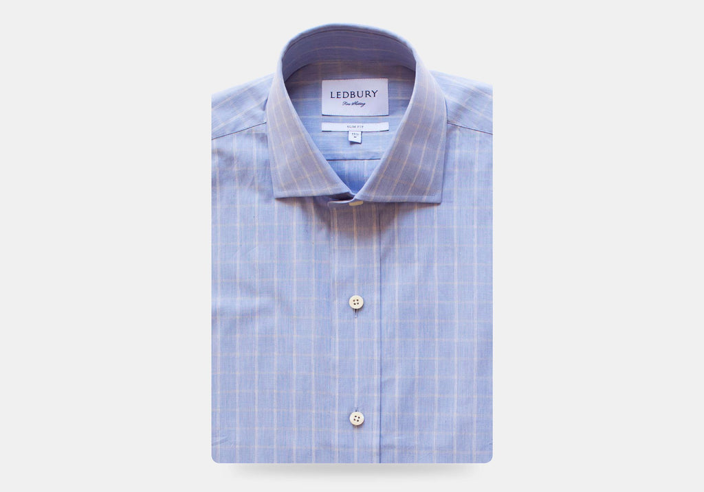 The Blue Woodward Windowpane Dress Shirt Dress Shirt- Ledbury