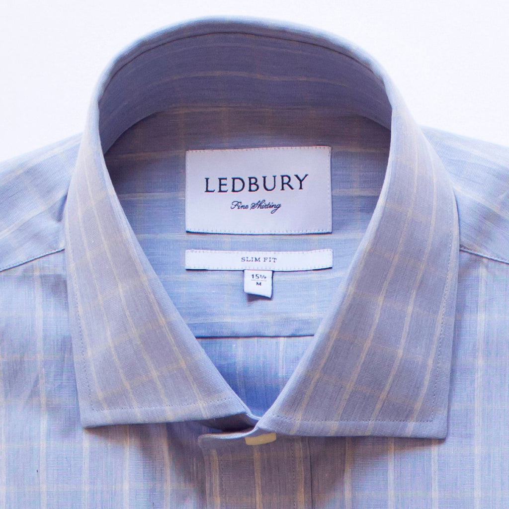 The Blue Woodward Windowpane Dress Shirt Dress Shirt- Ledbury