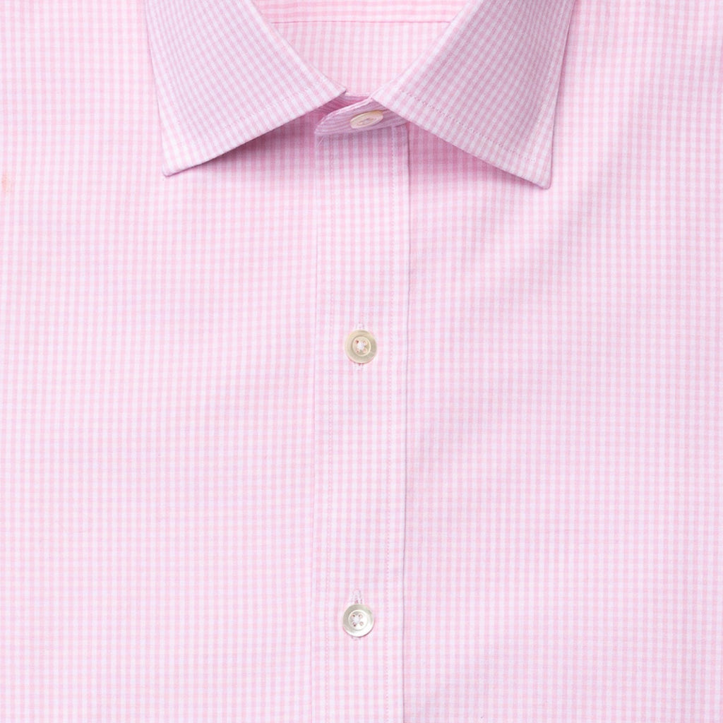 The Pink Gingham Poplin Dress Shirt Dress Shirt- Ledbury
