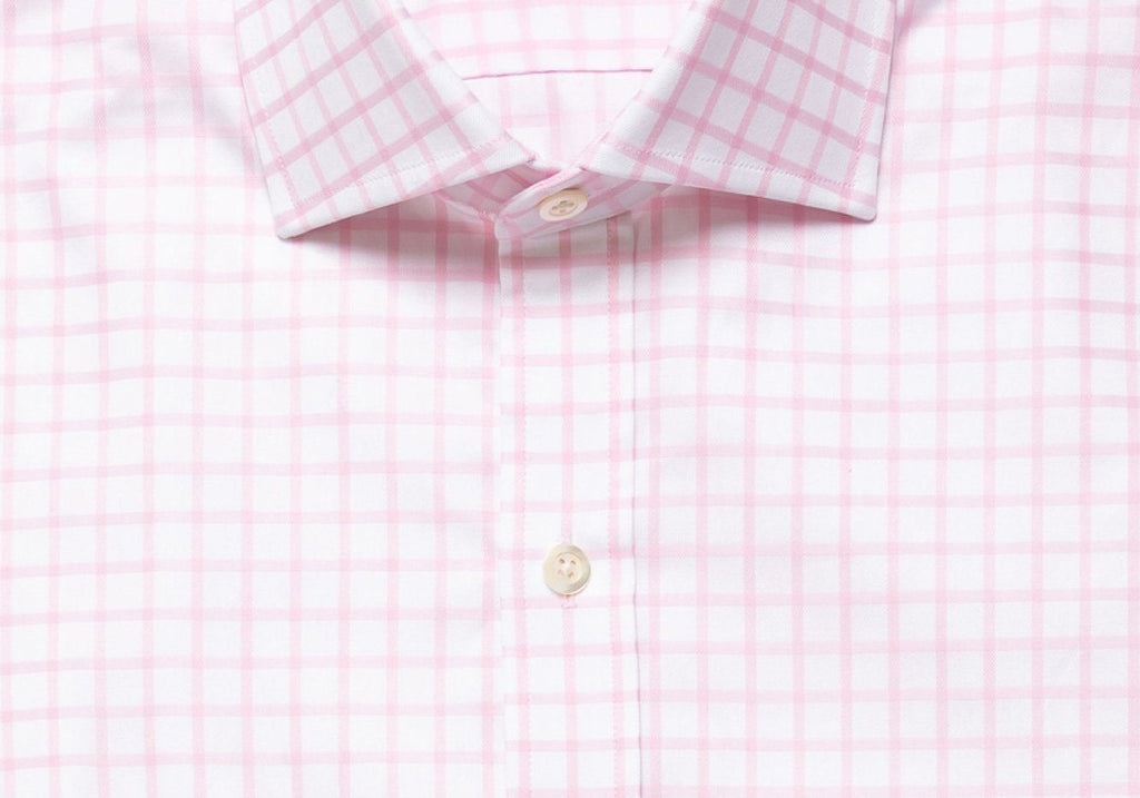 The Pink Fine Twill Windowpane Dress Shirt Dress Shirt- Ledbury