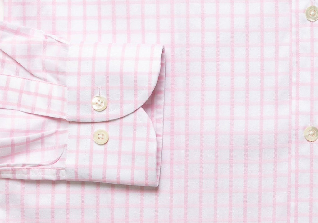 The Pink Fine Twill Windowpane Dress Shirt Dress Shirt- Ledbury