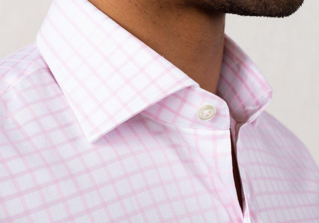 The Pink Fine Twill Windowpane Dress Shirt Dress Shirt- Ledbury