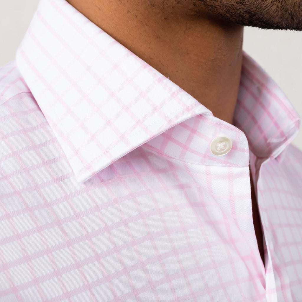 The Pink Fine Twill Windowpane Dress Shirt Dress Shirt- Ledbury