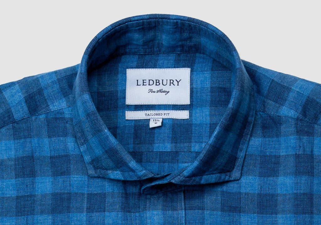 The Blue McClellan Cotton Linen Gingham Casual Shirt Casual Shirt- Ledbury