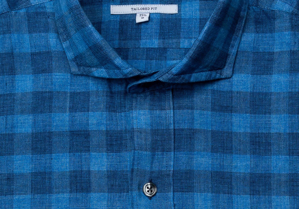The Blue McClellan Cotton Linen Gingham Casual Shirt Casual Shirt- Ledbury