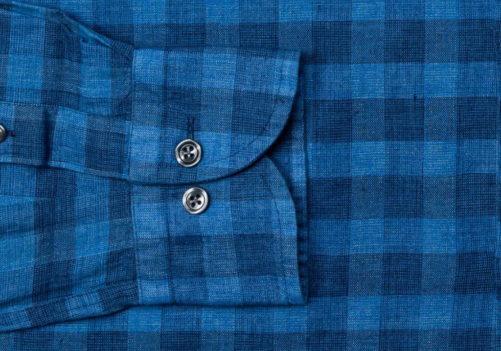 The Blue McClellan Cotton Linen Gingham Casual Shirt Casual Shirt- Ledbury