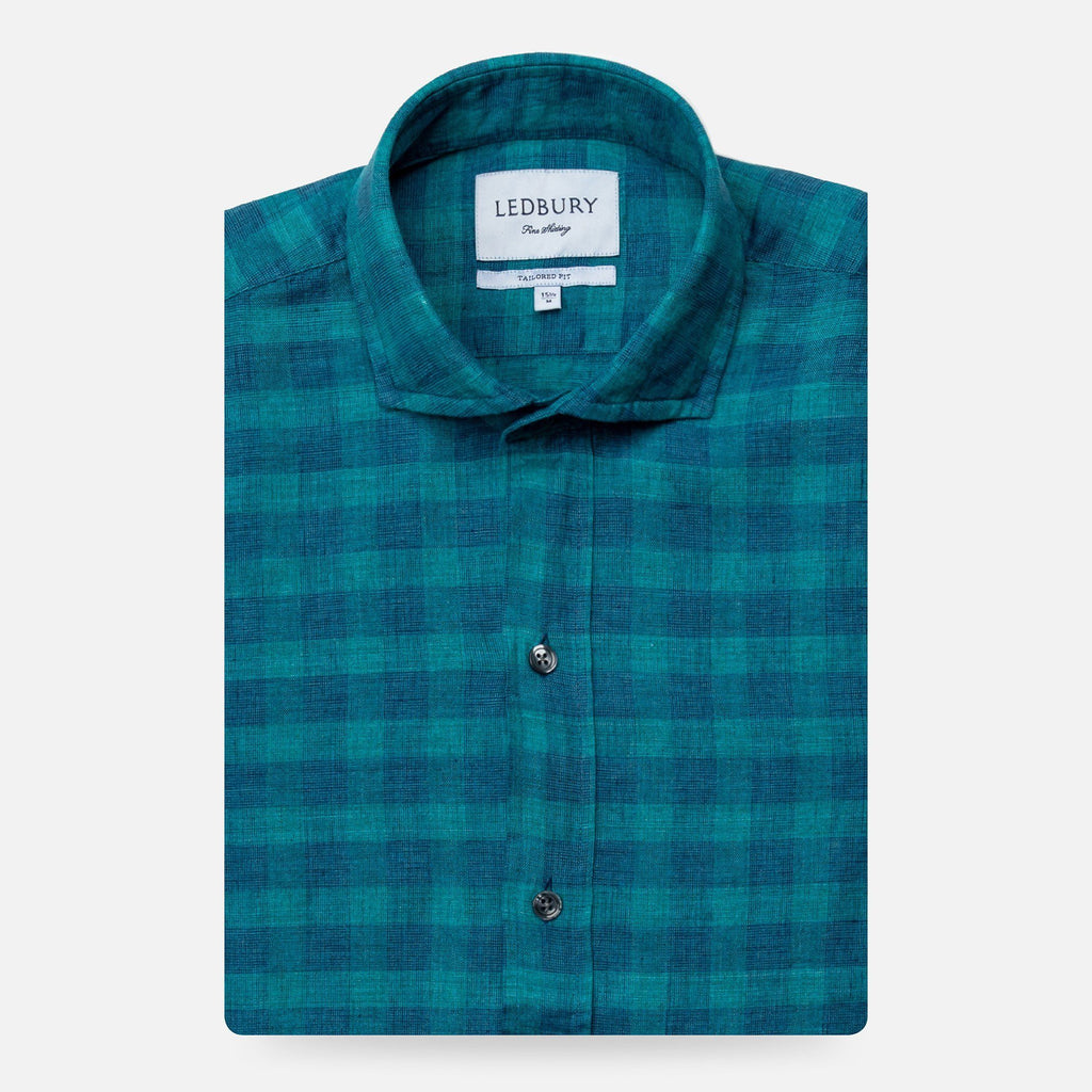 The 2019 Leaf McClellan Cotton Linen Gingham Casual Shirt Casual Shirt- Ledbury