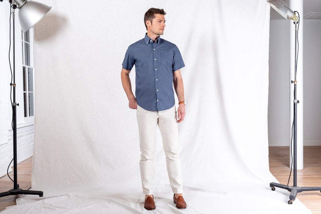 The Short Sleeve Jasper Dot Print Casual Shirt Short Sleeve- Ledbury