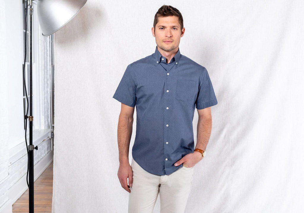The Short Sleeve Jasper Dot Print Casual Shirt Short Sleeve- Ledbury