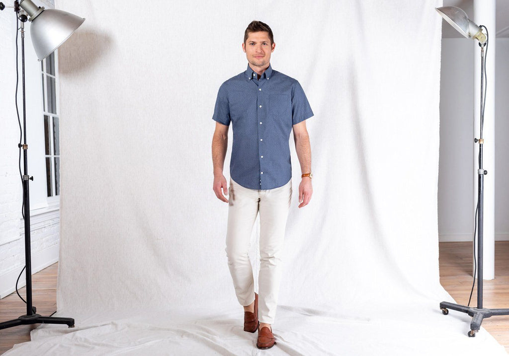 The Short Sleeve Jasper Dot Print Casual Shirt Short Sleeve- Ledbury