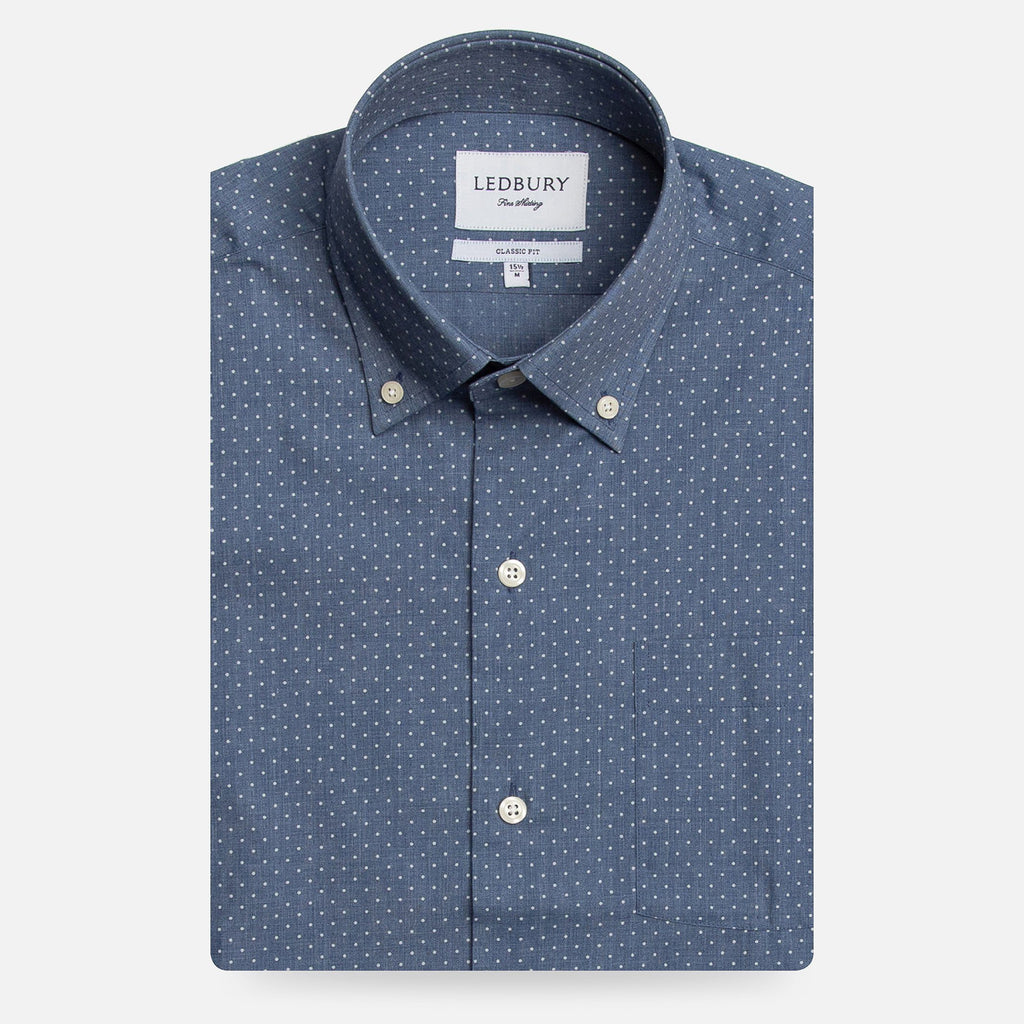 The Short Sleeve Jasper Dot Print Casual Shirt Short Sleeve- Ledbury