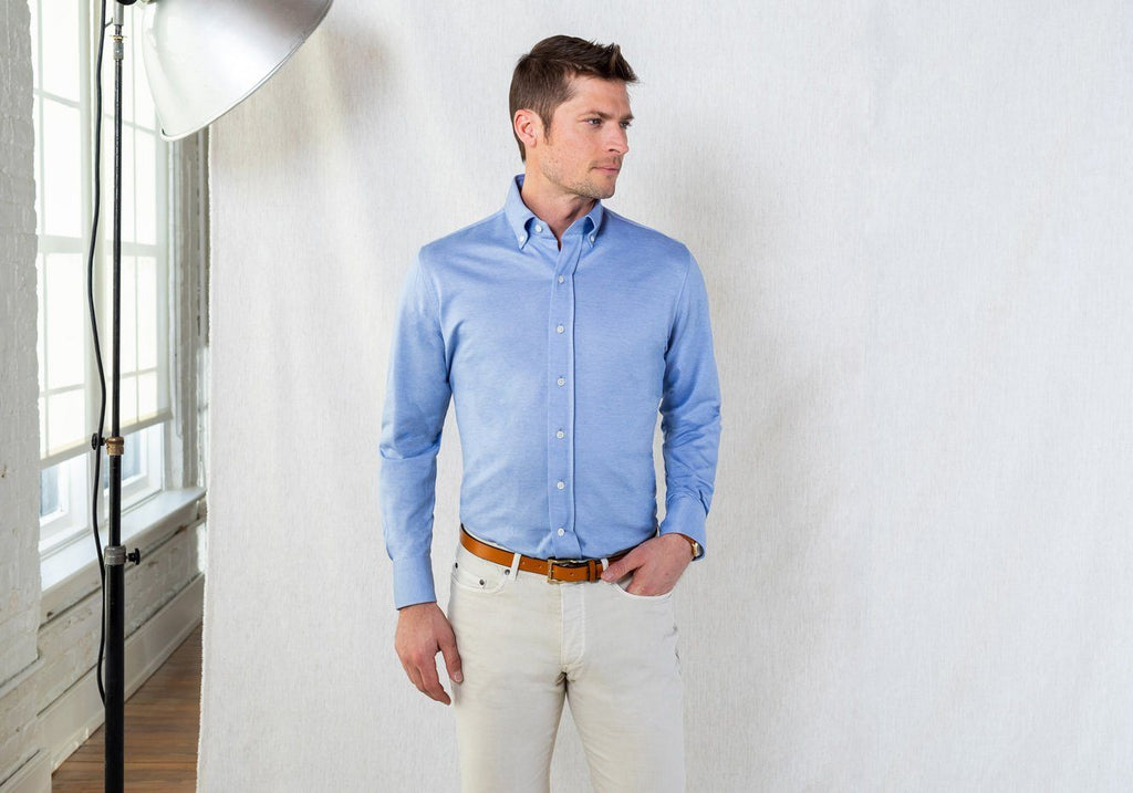 The Light Blue Barksdale Knit Shirt Casual Shirt- Ledbury