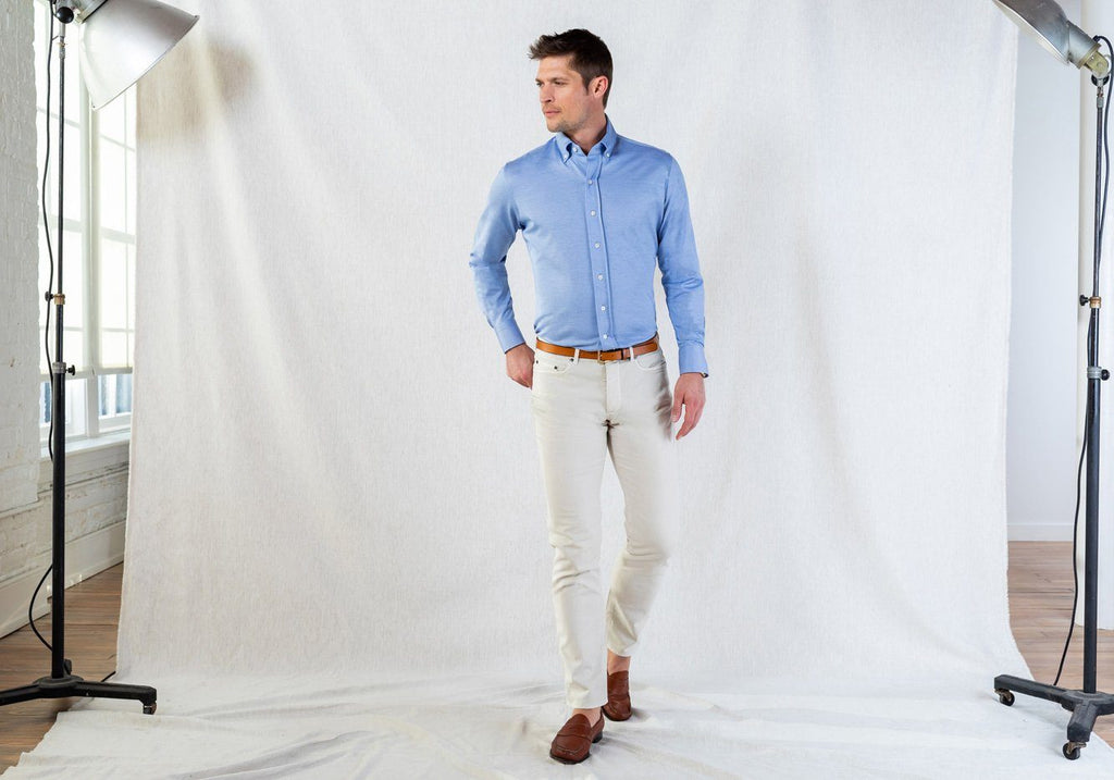 The Light Blue Barksdale Knit Shirt Casual Shirt- Ledbury