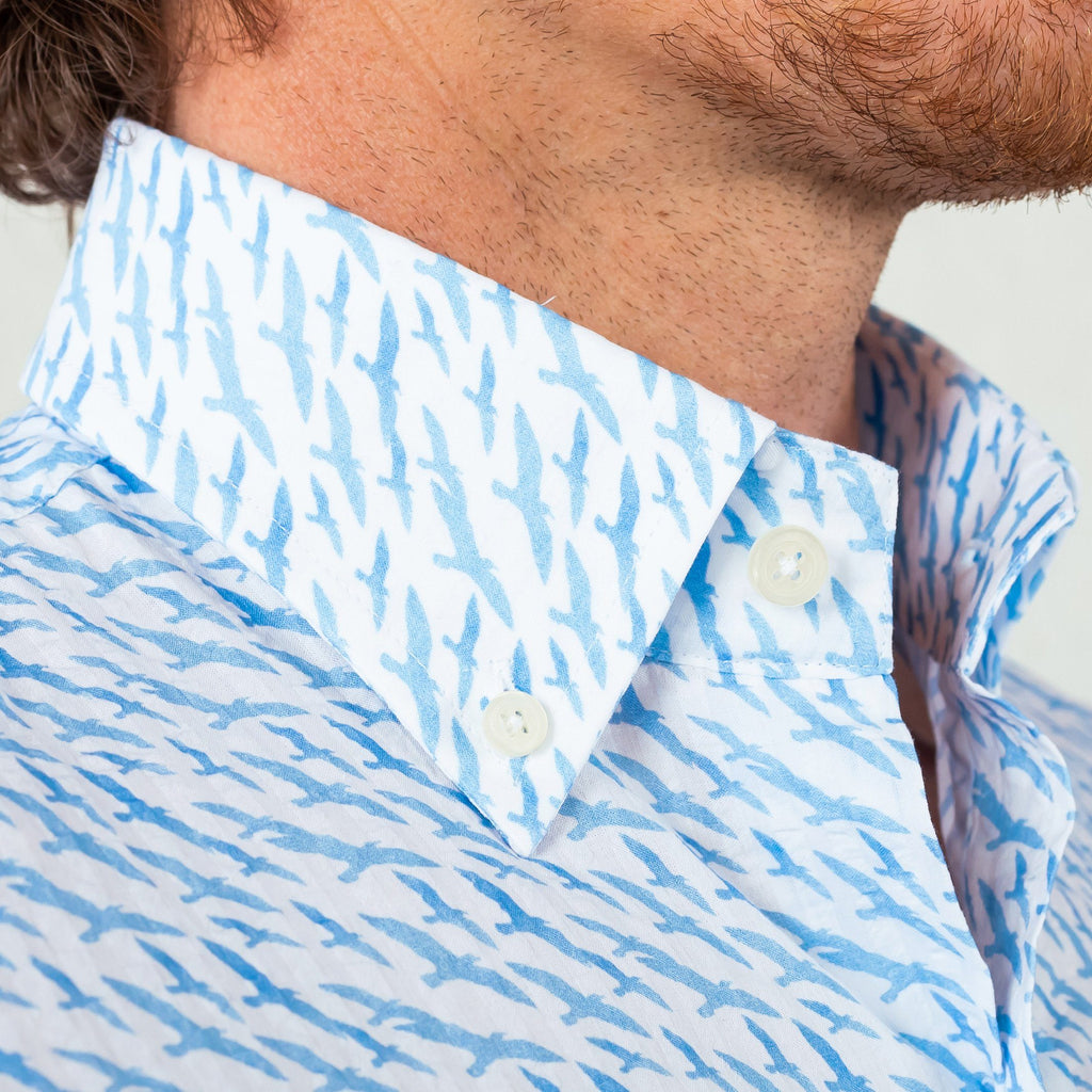 The Blue Lakepointe Printed Seersucker Casual Shirt Casual Shirt- Ledbury