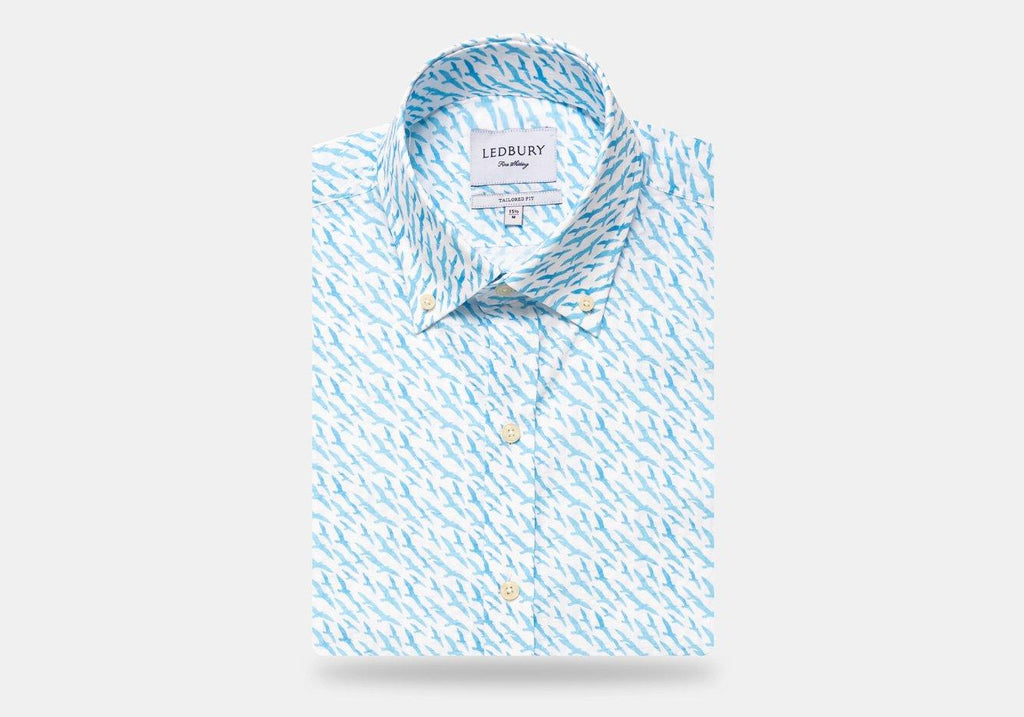 The Blue Lakepointe Printed Seersucker Casual Shirt Casual Shirt- Ledbury