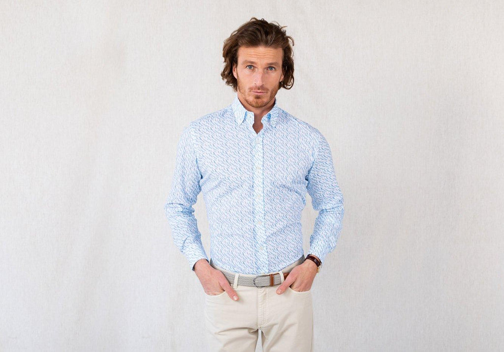The Blue Lakepointe Printed Seersucker Casual Shirt Casual Shirt- Ledbury