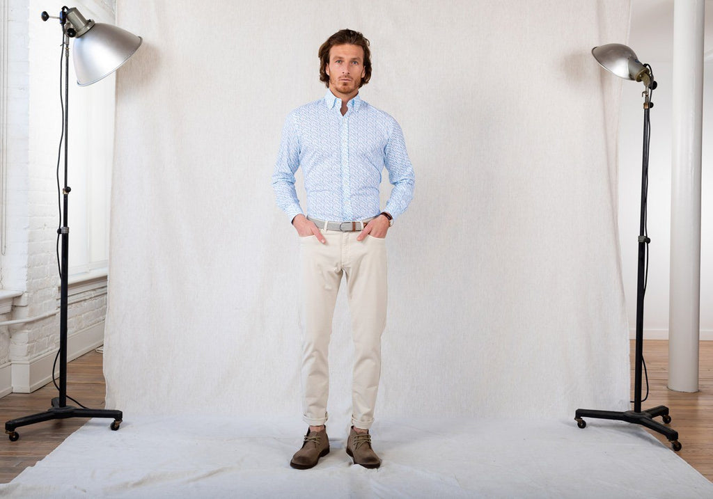 The Blue Lakepointe Printed Seersucker Casual Shirt Casual Shirt- Ledbury