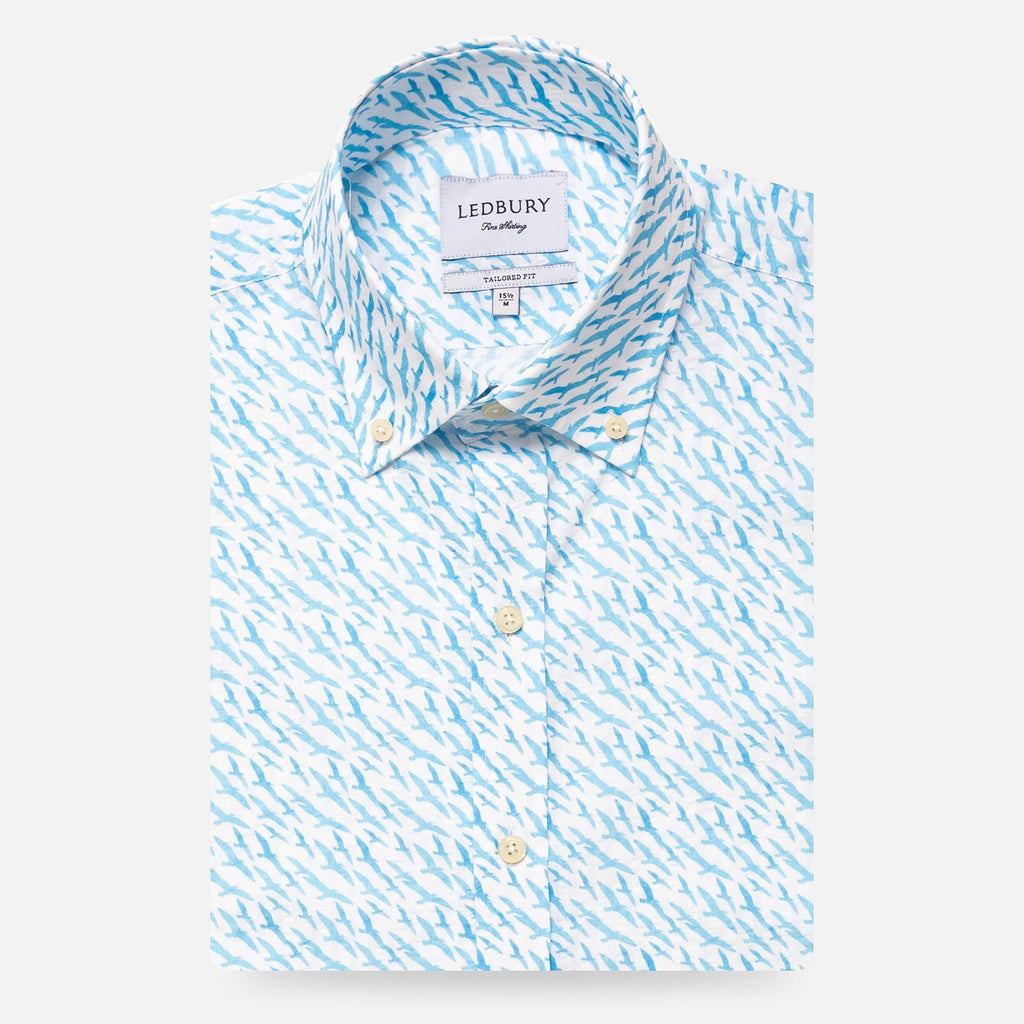 The Blue Lakepointe Printed Seersucker Casual Shirt Casual Shirt- Ledbury