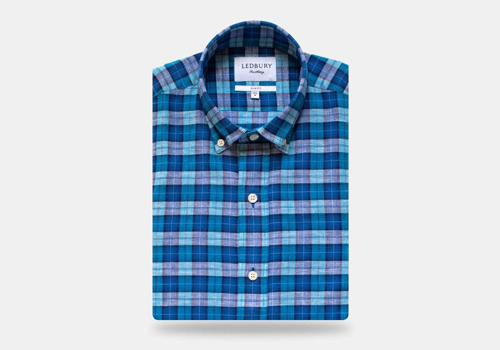 The Aqua Seabrooke Plaid Casual Shirt Casual Shirt- Ledbury
