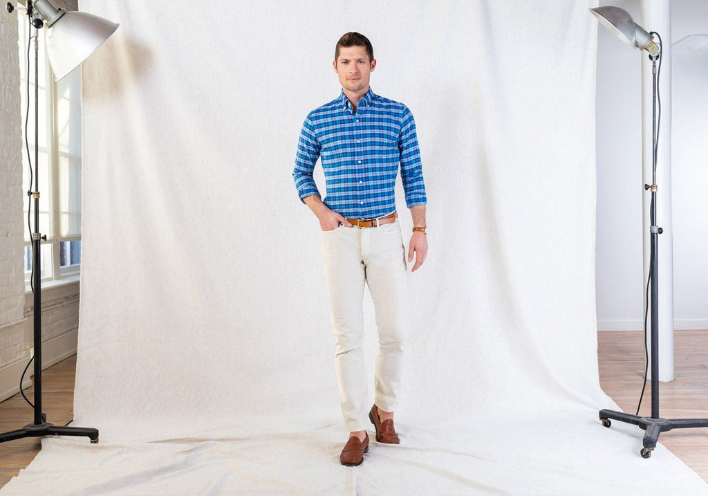 The Aqua Seabrooke Plaid Casual Shirt Casual Shirt- Ledbury