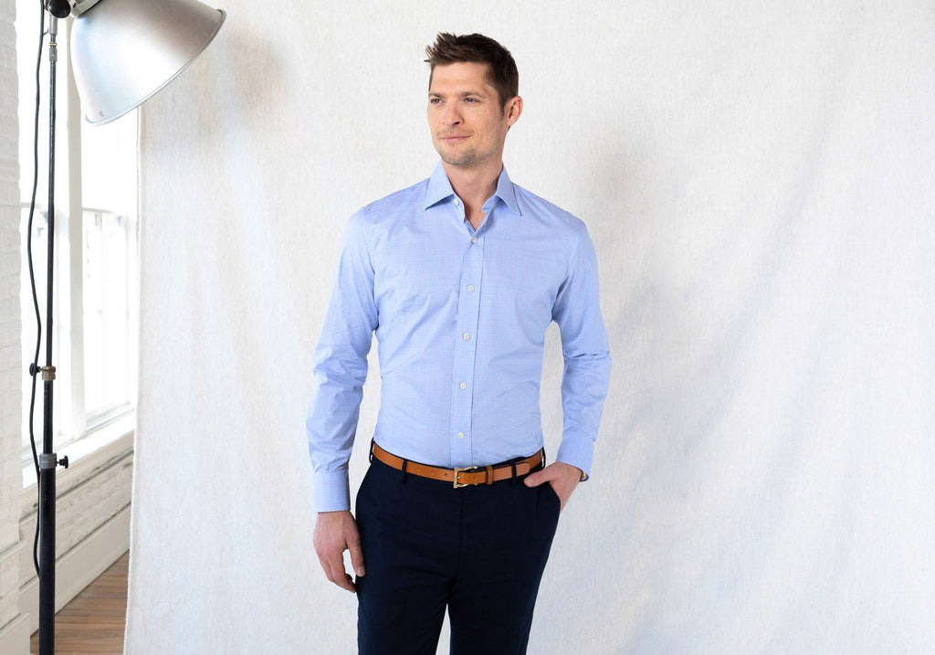 The Light Blue Tauton Check Dress Shirt Dress Shirt- Ledbury