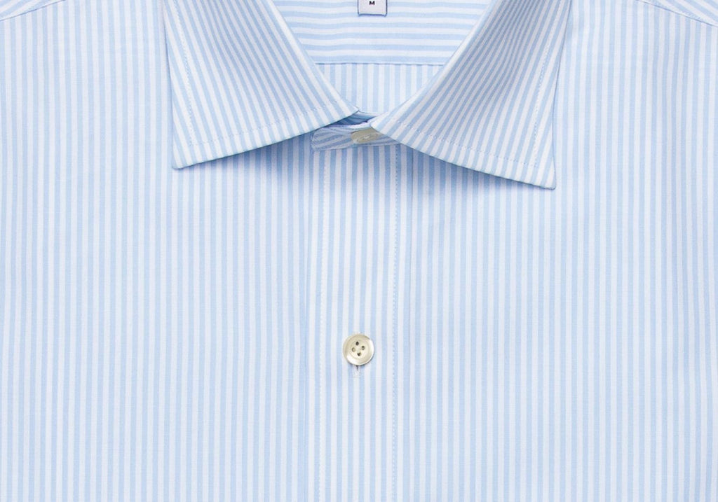 The Light Blue Edsel Stripe Poplin Dress Shirt Dress Shirt- Ledbury