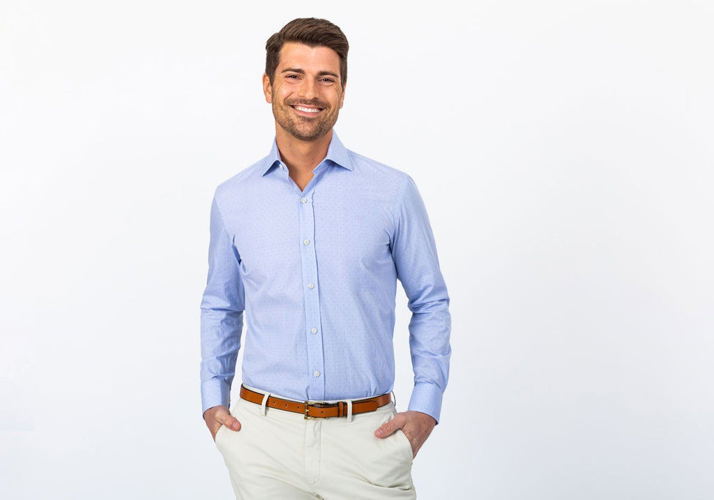 The Blue Conlon Dot Dress Shirt Dress Shirt- Ledbury