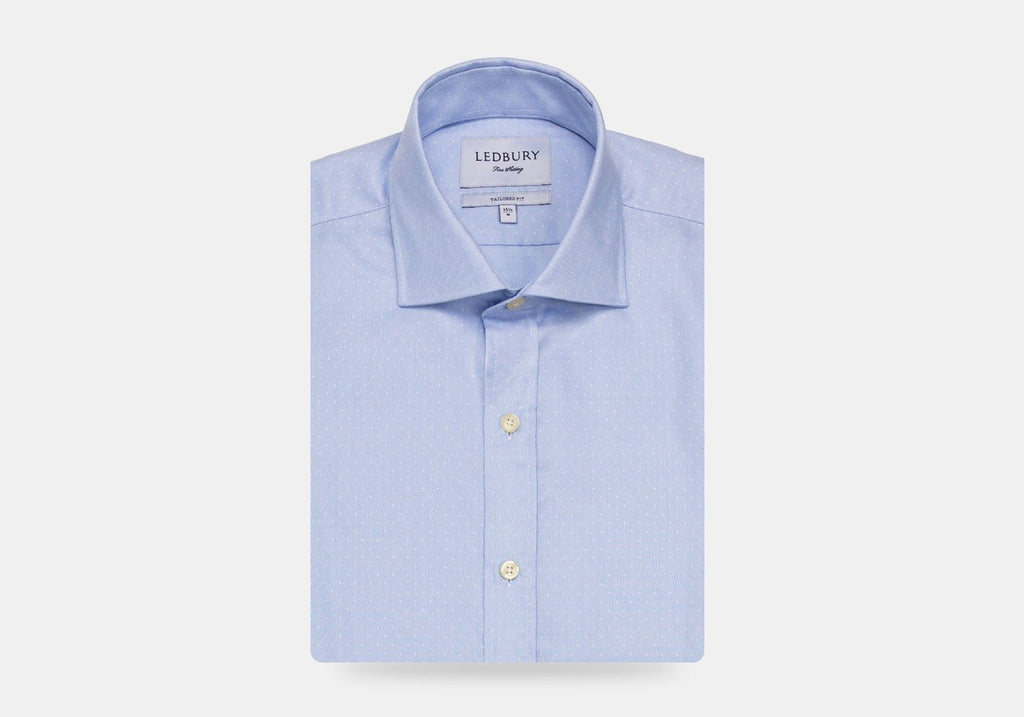 The Blue Dearborn Dot Dress Shirt Dress Shirt- Ledbury