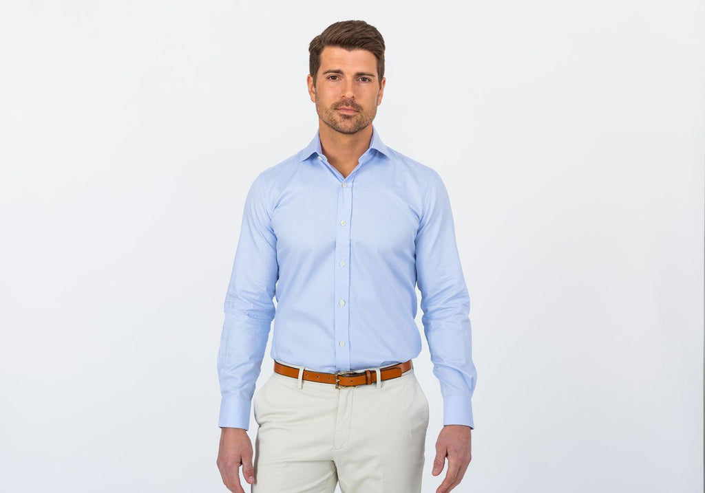 The Blue Dearborn Dot Dress Shirt Dress Shirt- Ledbury