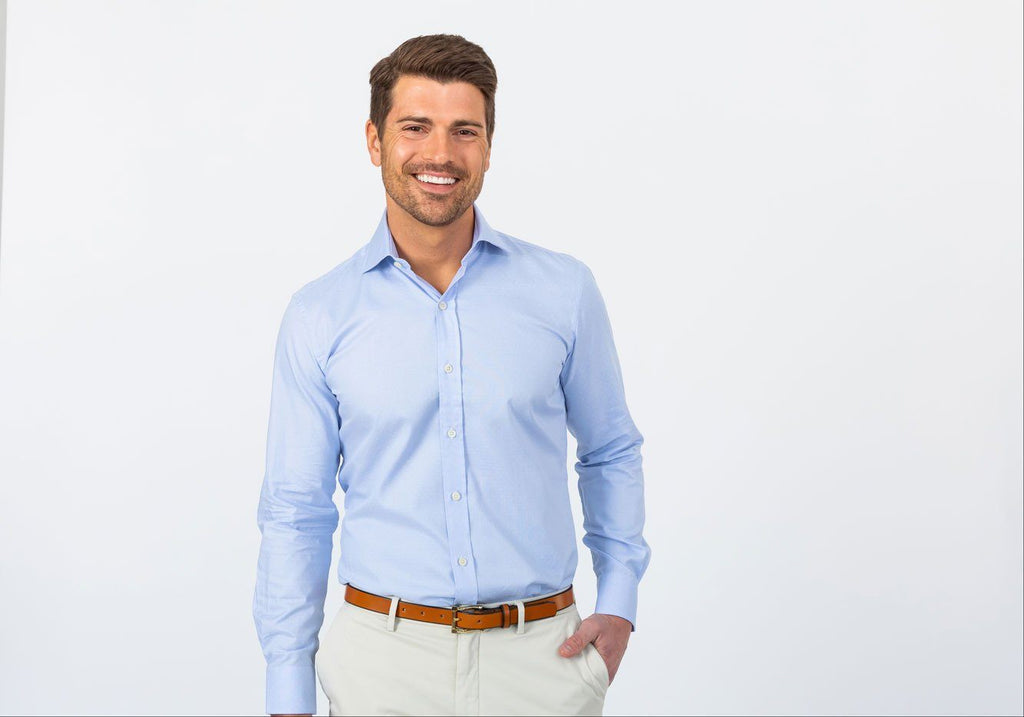 The Blue Dearborn Dot Dress Shirt Dress Shirt- Ledbury