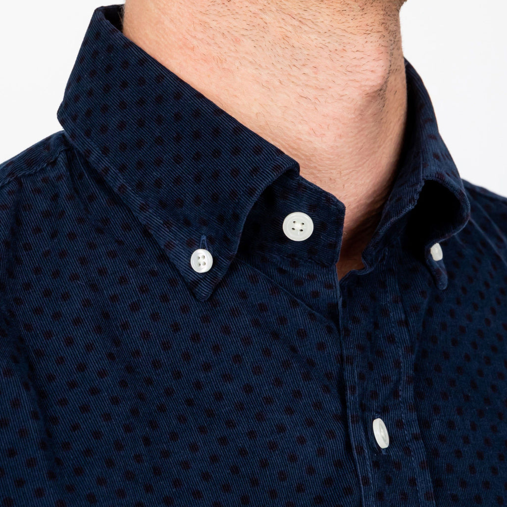 The Navy Temperly Corduroy Dot Casual Shirt Casual Shirt- Ledbury