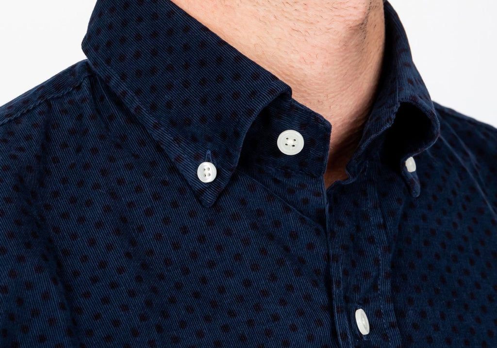 The Navy Temperly Corduroy Dot Casual Shirt Casual Shirt- Ledbury