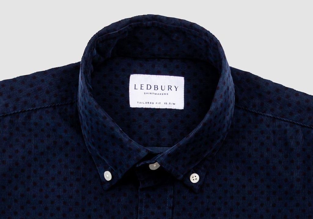 The Navy Temperly Corduroy Dot Casual Shirt Casual Shirt- Ledbury