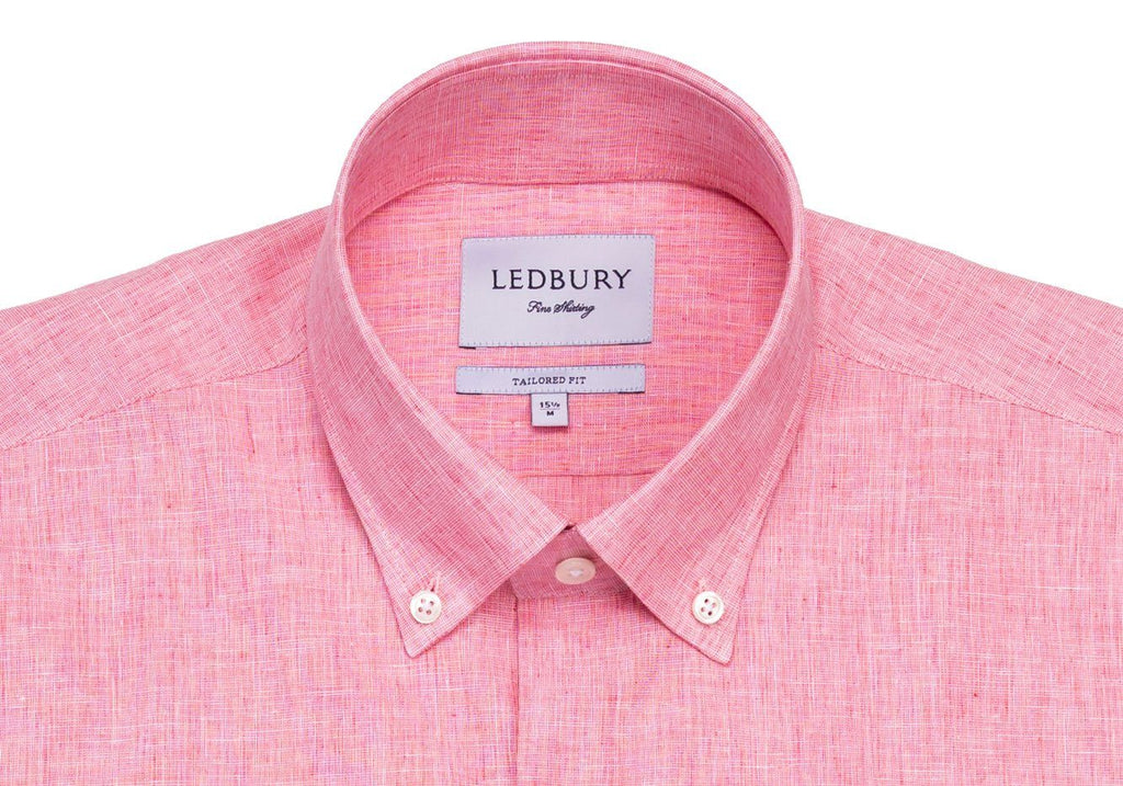 The Red Short Sleeve Covington Cotton Linen Casual Shirt Short Sleeve- Ledbury