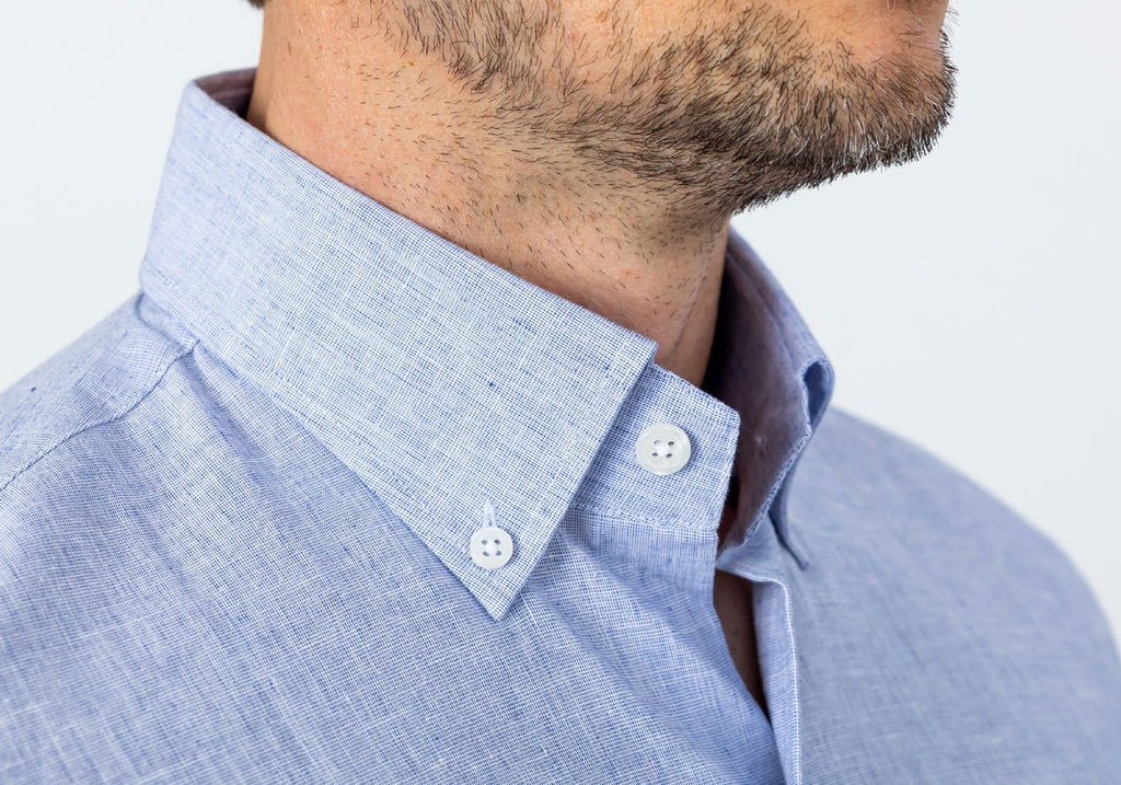 The Light Blue Short Sleeve Covington Cotton Linen Casual Shirt Short Sleeve- Ledbury