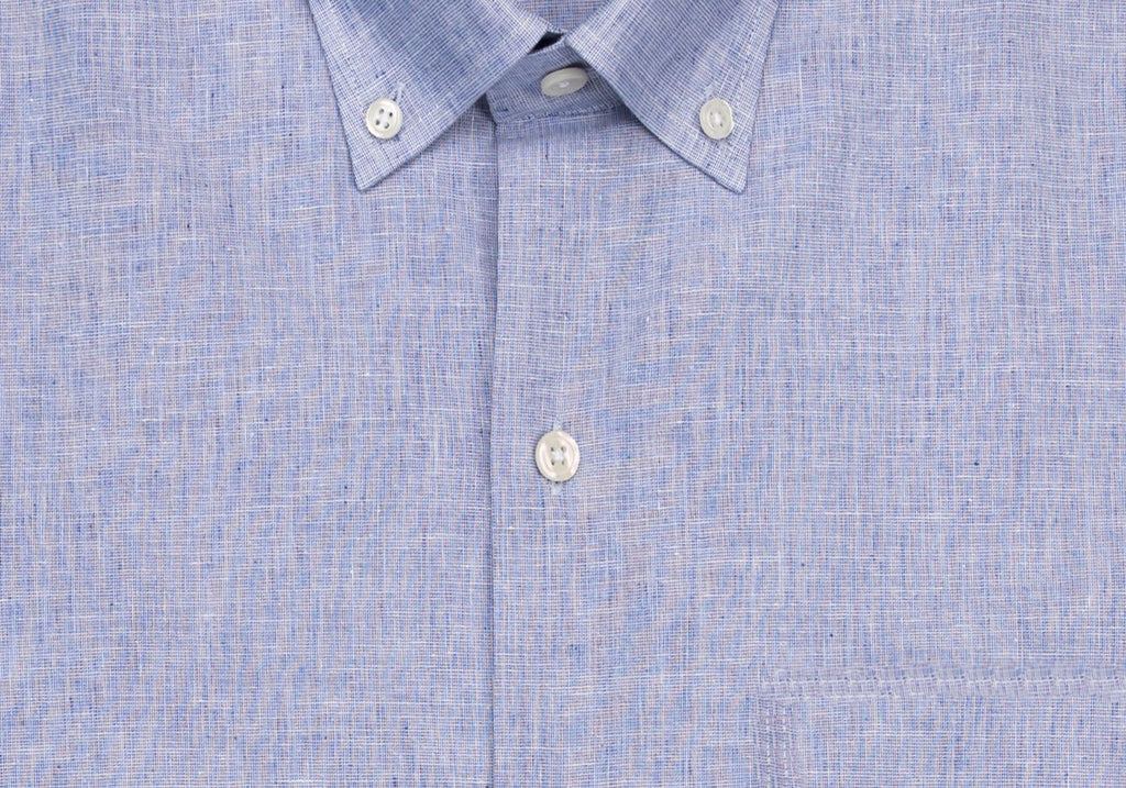 The Light Blue Short Sleeve Covington Cotton Linen Casual Shirt Short Sleeve- Ledbury