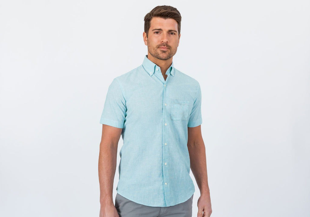 The Leaf Short Sleeve Covington Cotton Linen Casual Shirt Short Sleeve- Ledbury