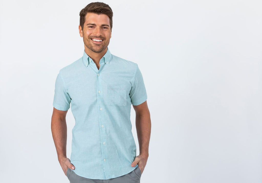 The Leaf Short Sleeve Covington Cotton Linen Casual Shirt Short Sleeve- Ledbury