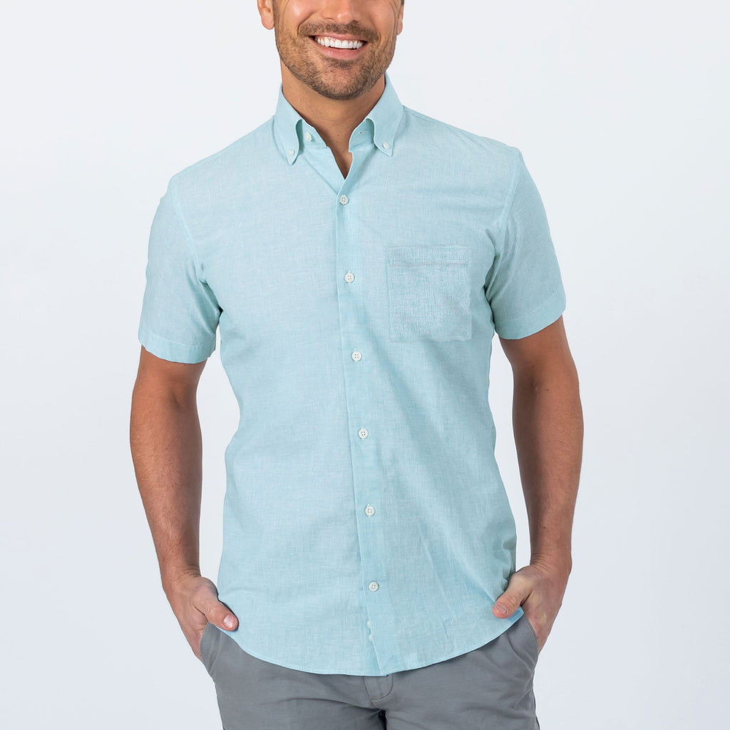 The Leaf Short Sleeve Covington Cotton Linen Casual Shirt Short Sleeve- Ledbury