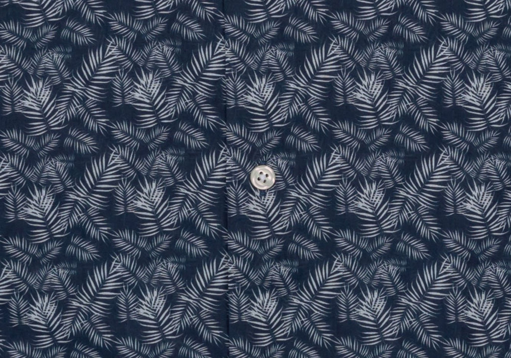 The Navy Short Sleeve Parke Printed Poplin Casual Shirt Short Sleeve- Ledbury
